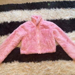 Sugar Thrillz fluffy faux fur crop jacket